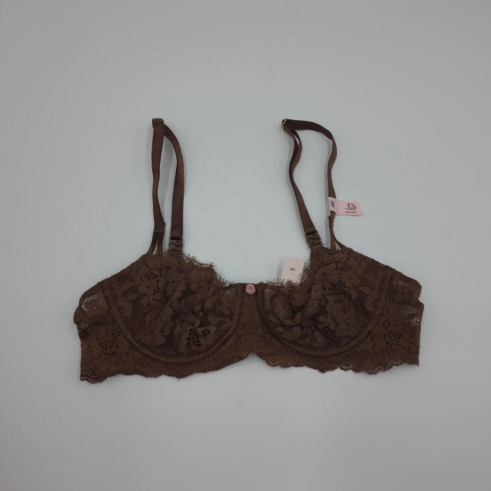 Victoria's Secret Dream Angels Wicked Unlined Lace Balconette Bra Brown Size 32B